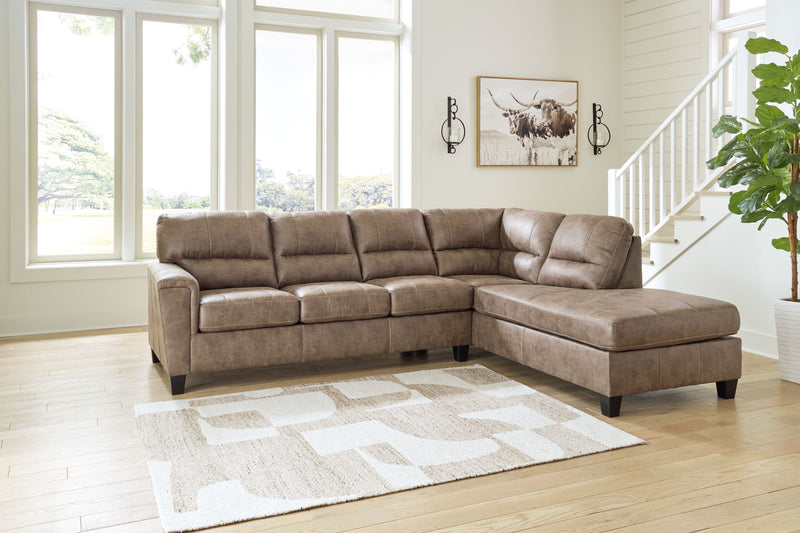 Navi Brown Sleeper Sectional w/ Chaise-Sleeper Sectionals-American Furniture Outlet