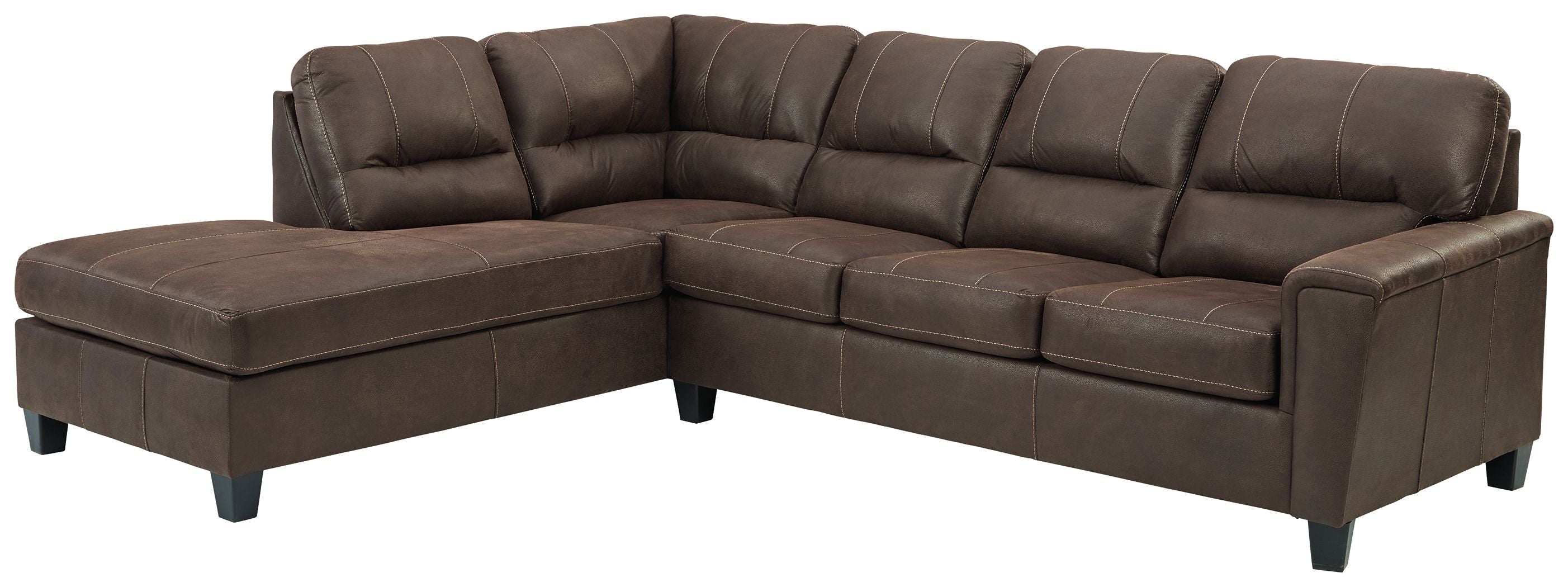 Navi Faux Leather Sleeper Sectional w/ Chaise-Sleeper Sectionals-American Furniture Outlet