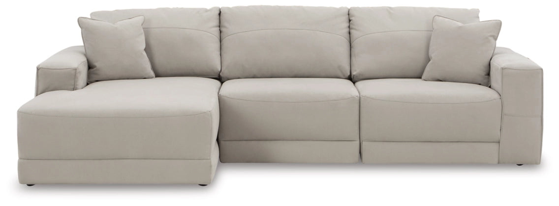 Next-Gen Gaucho Faux Leather Gray Sectional w/ Chaise-Stationary Sectionals-American Furniture Outlet