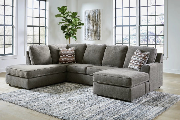 O'Phannon Dark Gray 2-Piece U Shaped Sectional-Stationary Sectionals-American Furniture Outlet