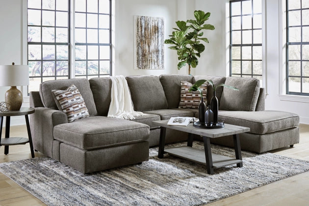 O'Phannon Dark Gray 2-Piece U Shaped Sectional-Stationary Sectionals-American Furniture Outlet