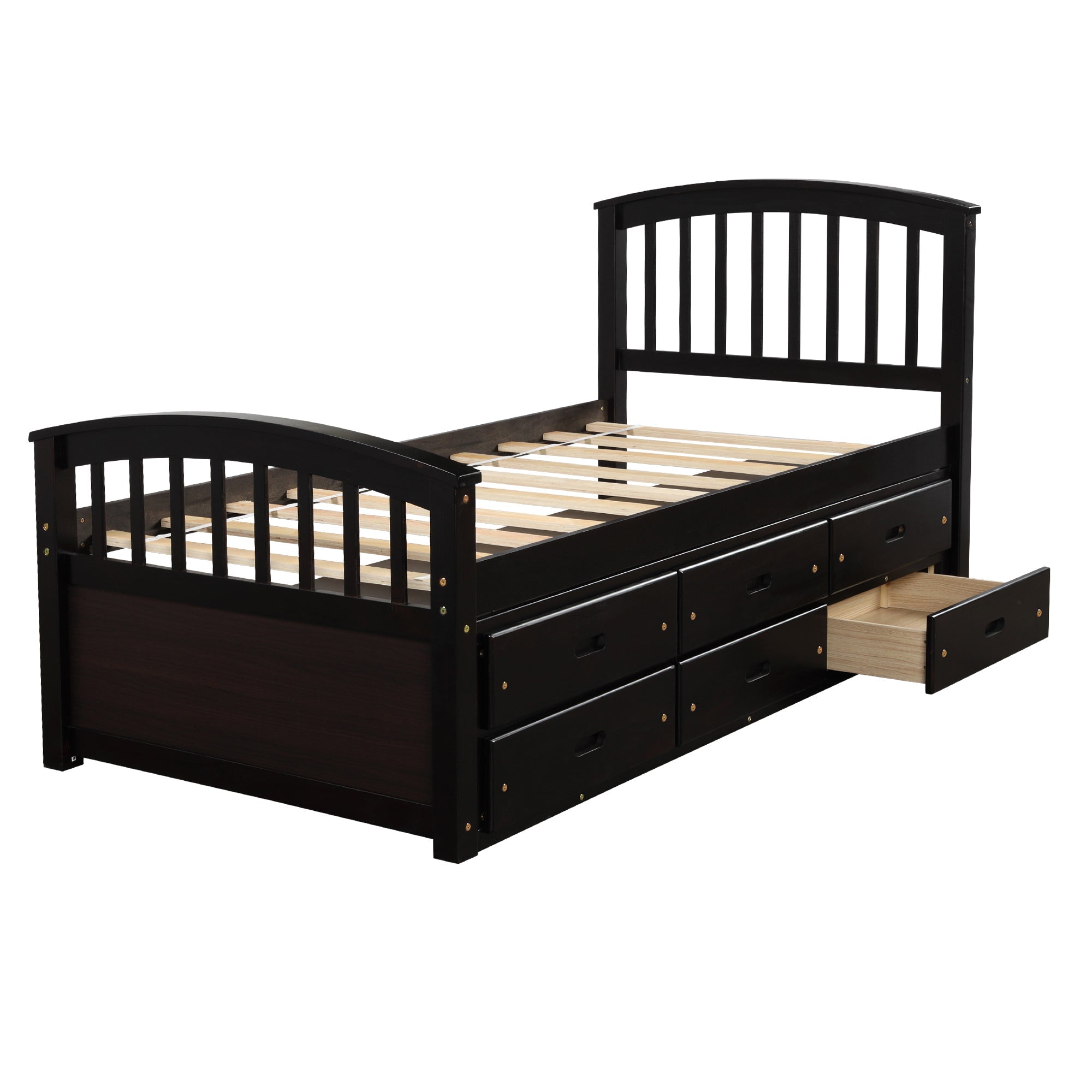 Orisfur Twin Size Solid Wood Platform Storage Bed with 6 Drawers | Space-Saving Solution