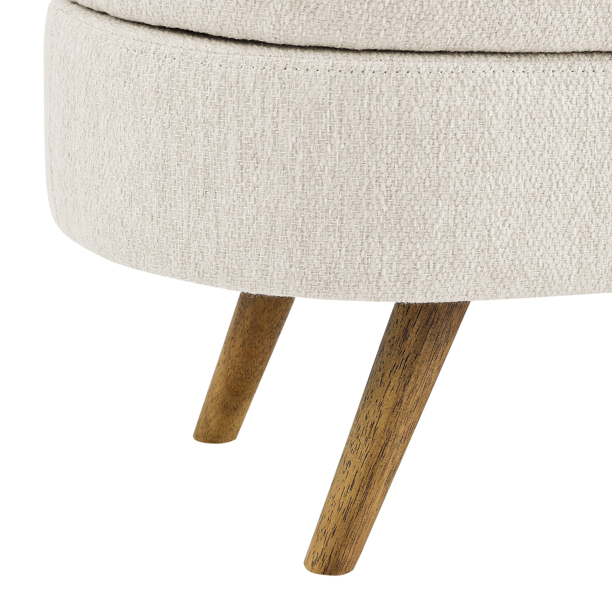 Ottoman Oval Storage Bench with Rubber Wood Legs | Beige | Stylish & Functional