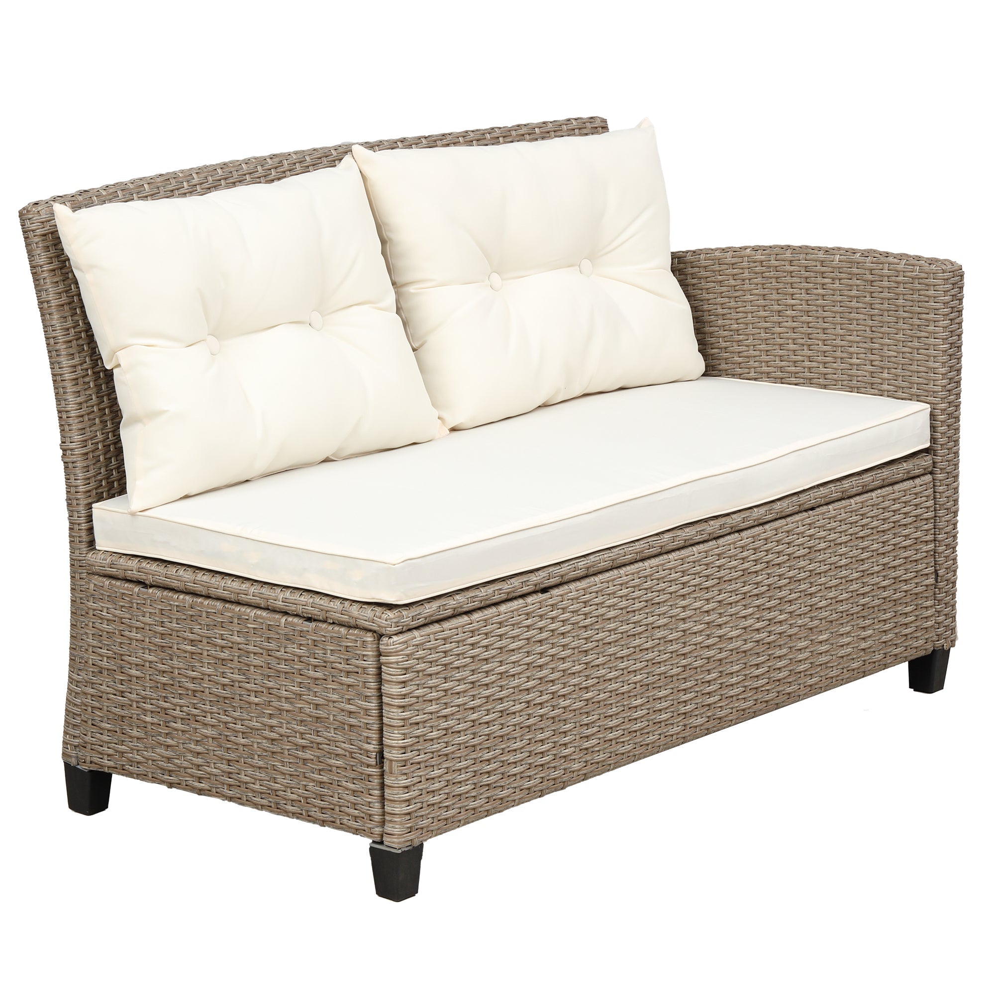 Outdoor Patio Furniture Sets: 4-Piece Conversation Set Wicker Rattan Sectional Sofa with Seat Cushions in Beige Brown | Ideal for Your Outdoor Space-4 Piece Outdoor Sets-American Furniture Outlet