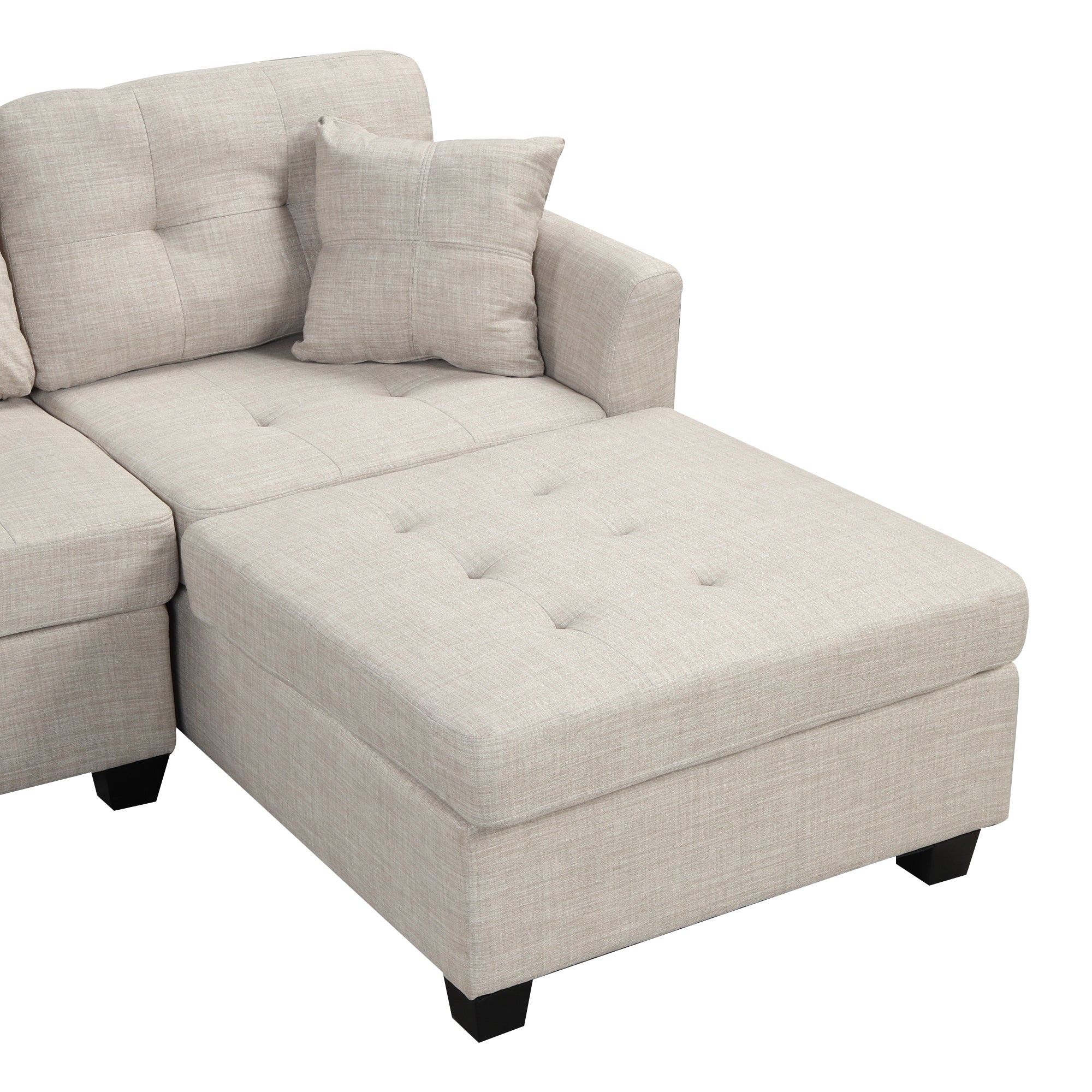 Oversized Beige U-Shaped Sectional w/ Storage-Stationary Sectionals-American Furniture Outlet