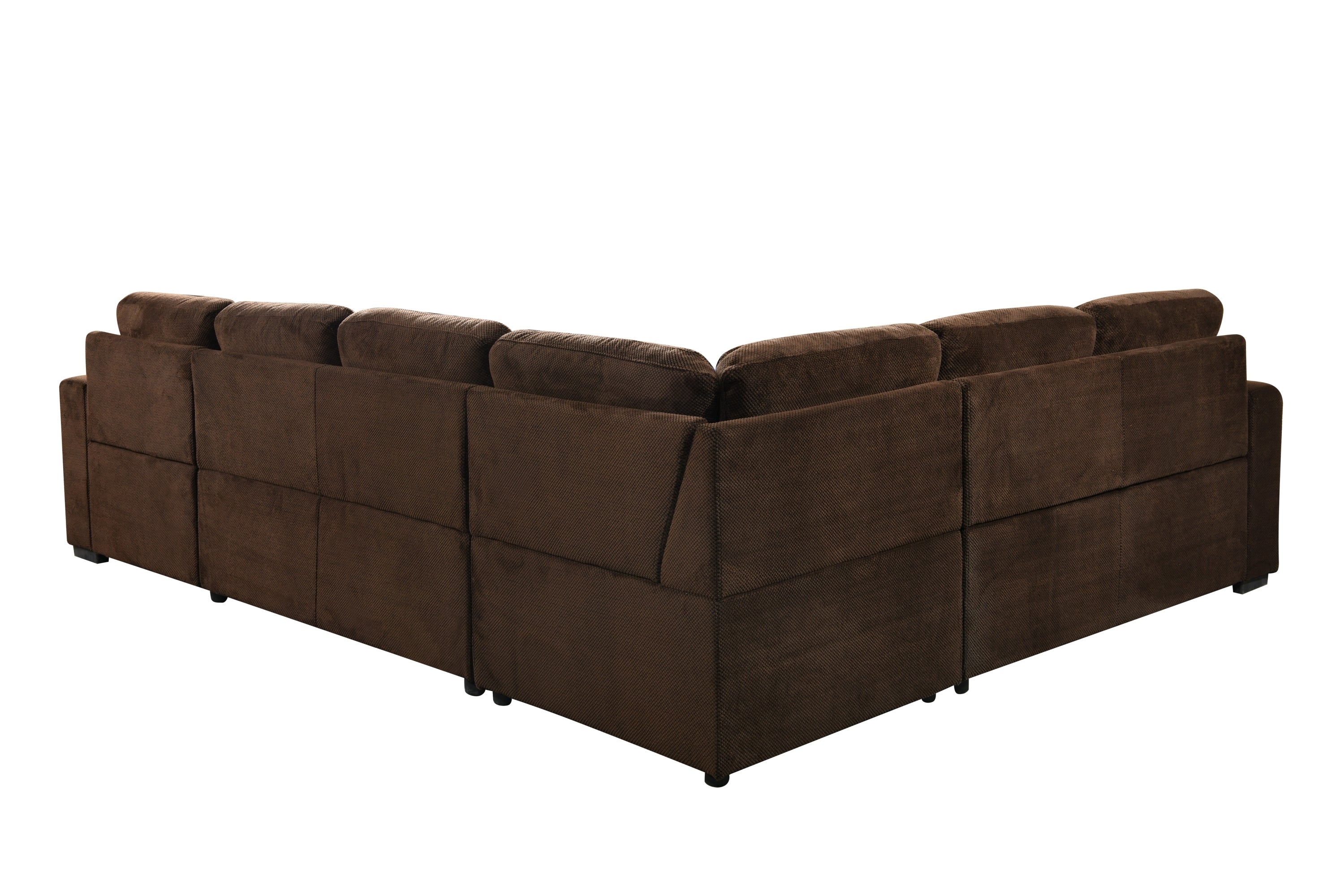 Oversized Brown Velvet U Shaped Sectional - Storage Chaise, Pillows-Stationary Sectionals-American Furniture Outlet