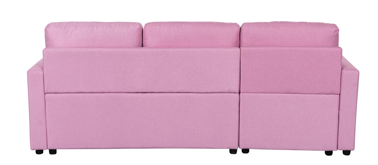 Paisley Pink Linen L Shaped Sleeper Sectional w/ Storage-Sleeper Sectionals-American Furniture Outlet