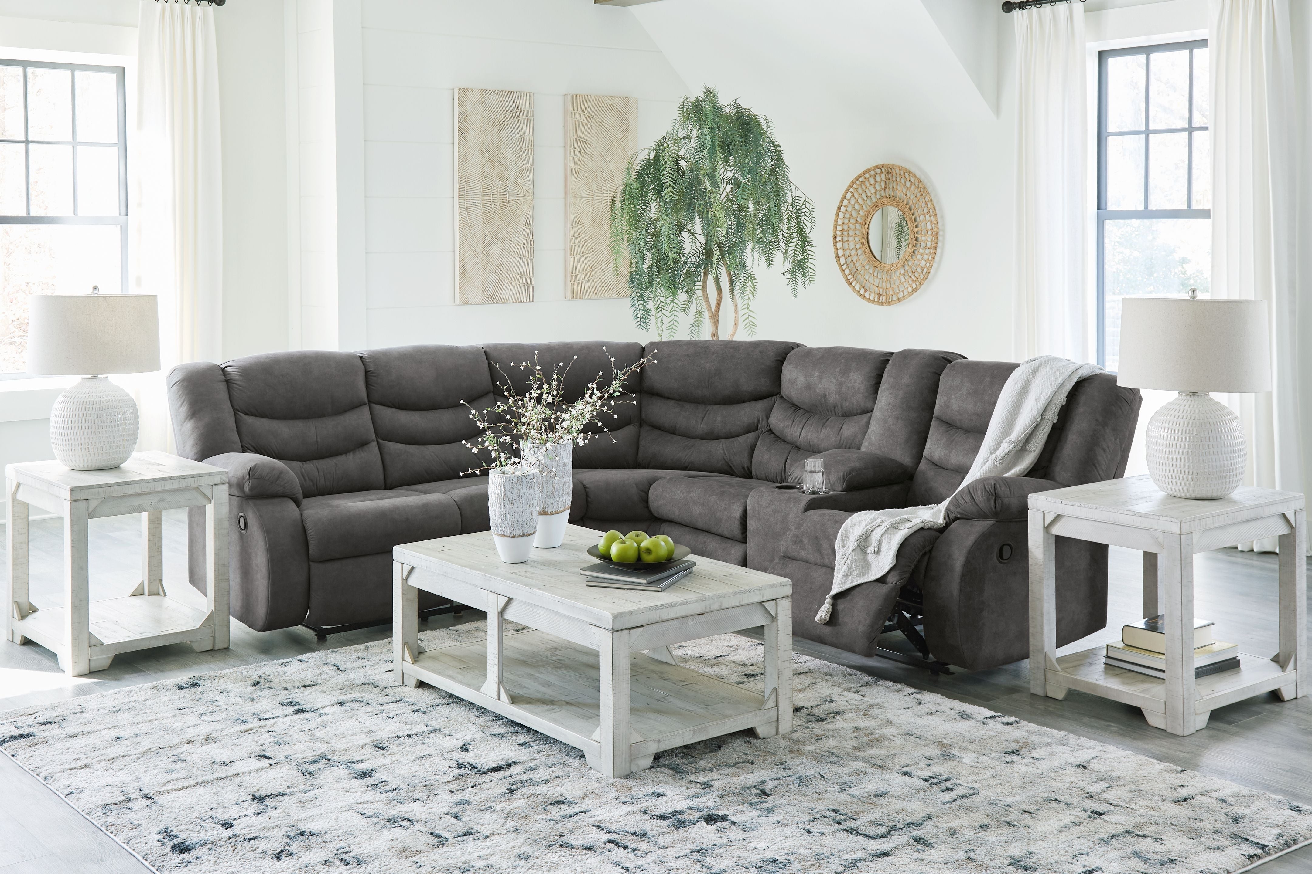 Partymate Faux Leather Reclining Sectional-Reclining Sectionals-American Furniture Outlet