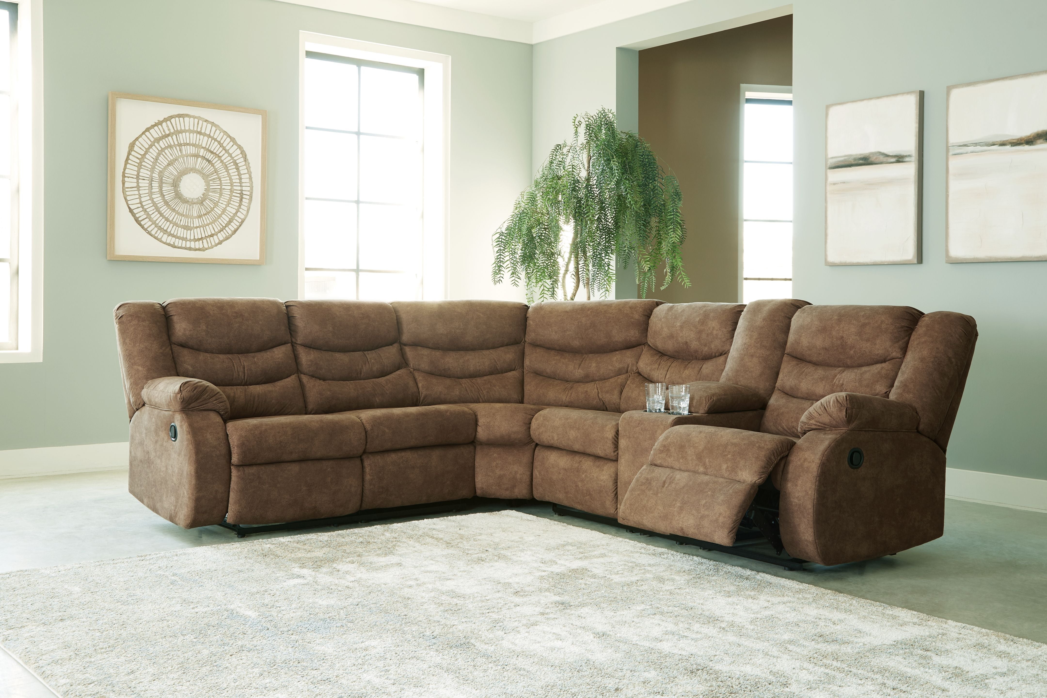 Partymate Faux Leather Reclining Sectional-Reclining Sectionals-American Furniture Outlet