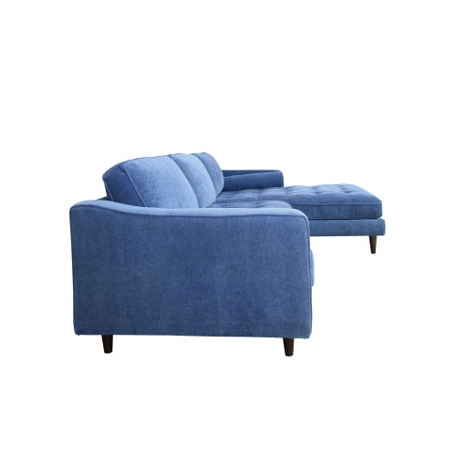 Plush Denim Blue Anders Sectional - Right Arm-Stationary Sectionals-American Furniture Outlet