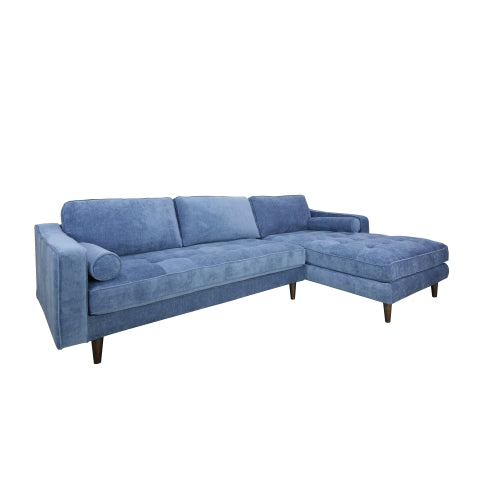 Plush Denim Blue Anders Sectional - Right Arm-Stationary Sectionals-American Furniture Outlet