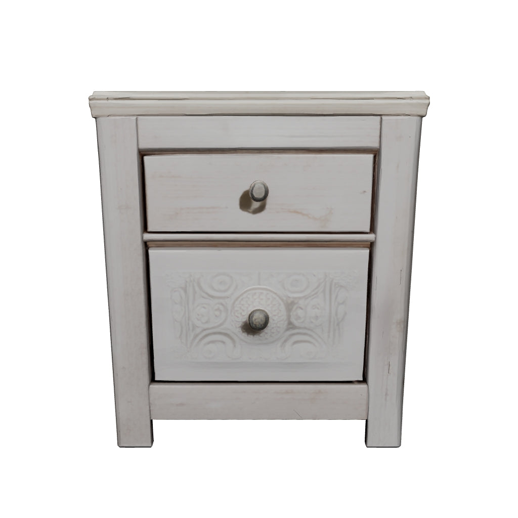 Paxberry - Whitewash - Two Drawer Night Stand