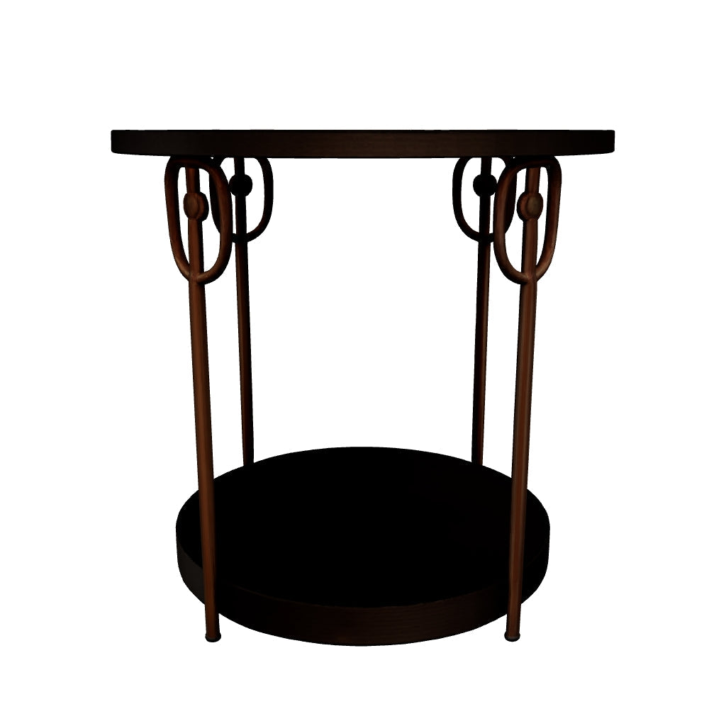 Brazburn - Dark Brown / Gold Finish - Round End Table