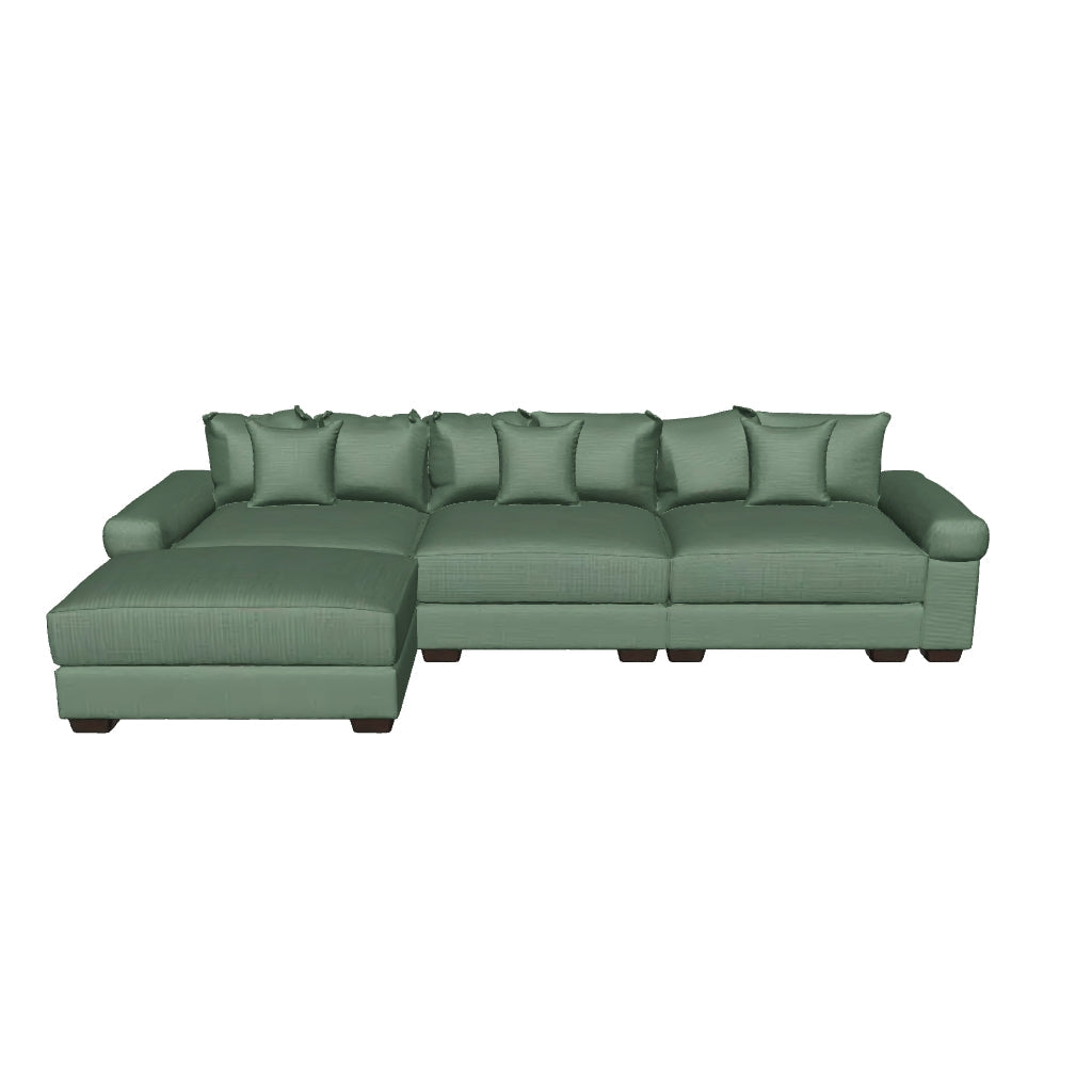 Green 130' Cloud L-Sectional Sofa Ottoman