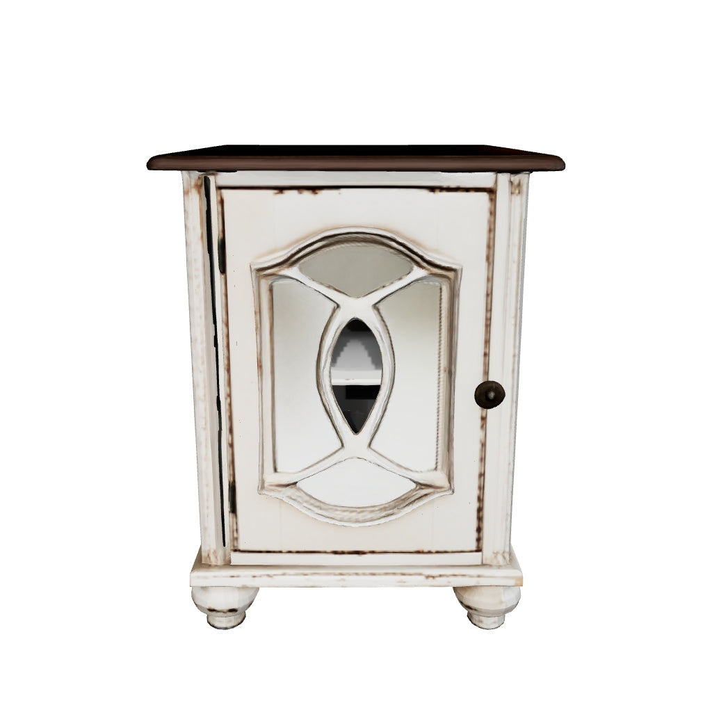 Realyn - White / Brown - Chair Side End Table - Insert Mirror