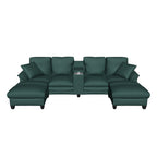 117" Green Corduroy U-Shaped Sectional w/ Storage