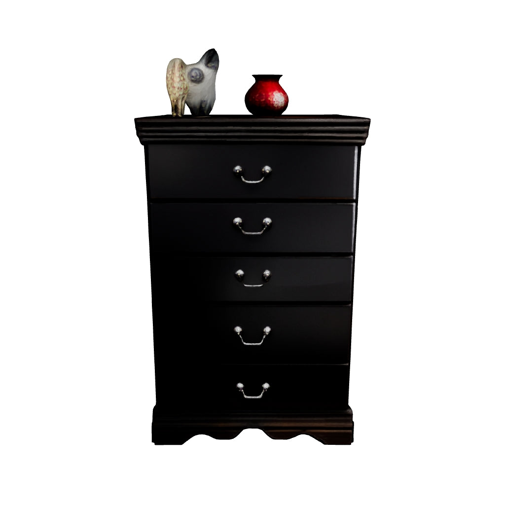 Huey - Black - Five Drawer Chest