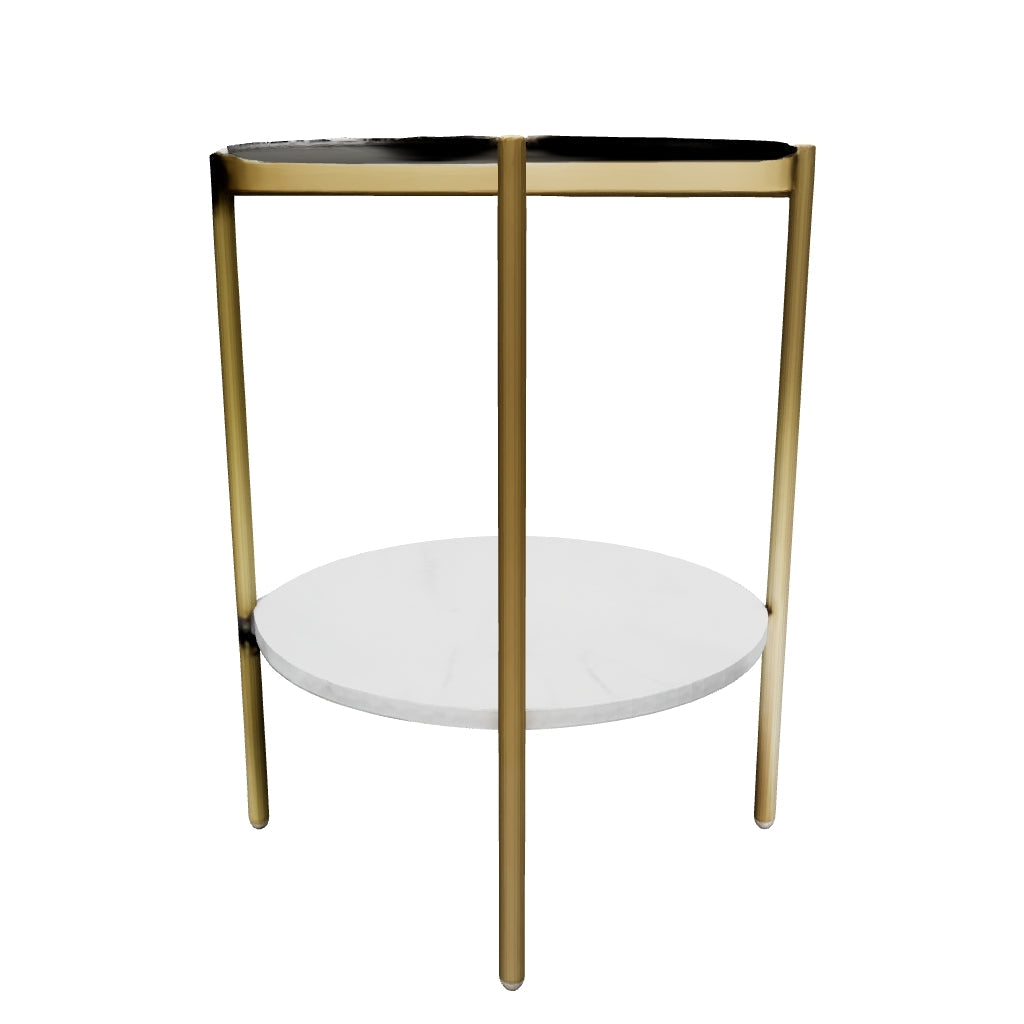 Wynora - White / Gold - Round End Table