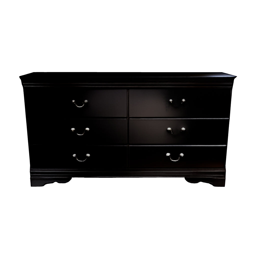 Huey - Black - Six Drawer Dresser