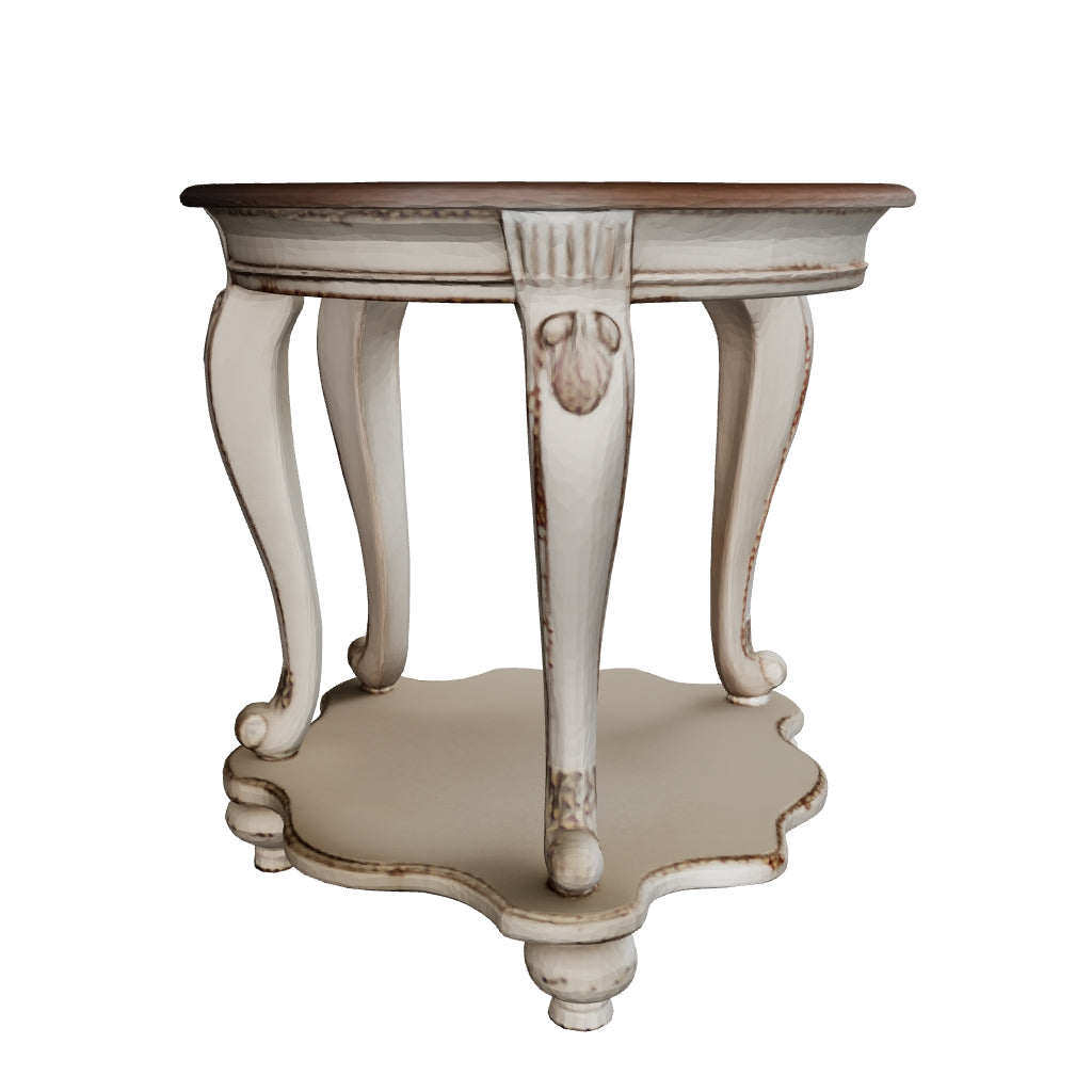 Realyn - White / Brown - Round End Table