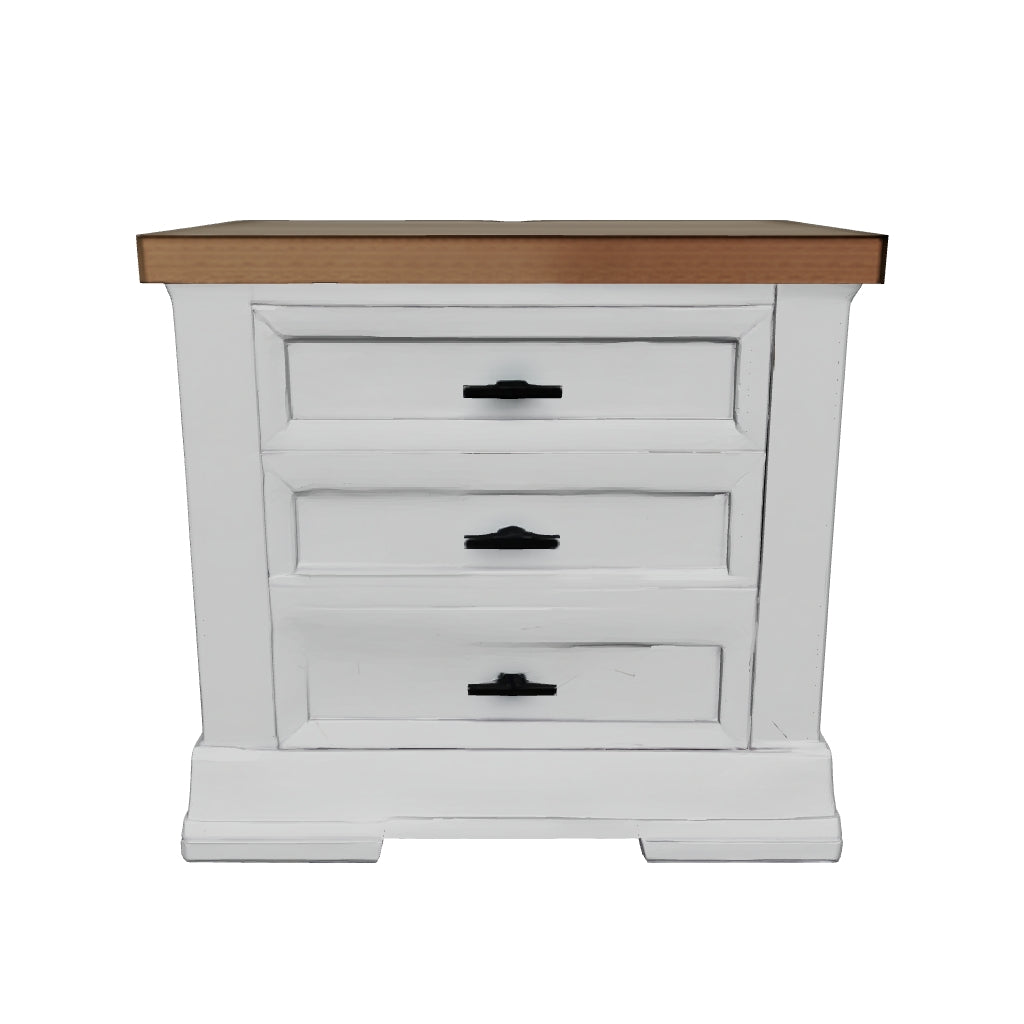 Ashbryn - White / Natural - Three Drawer Night Stand