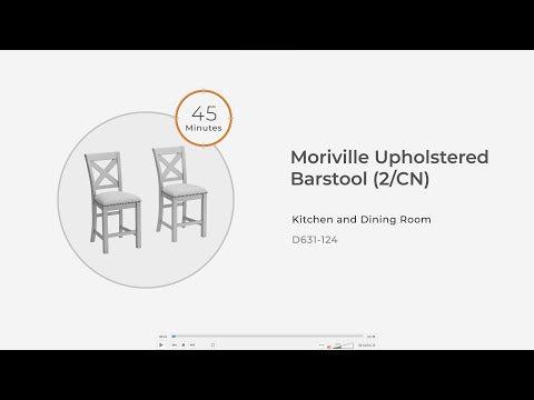 Moriville Beige Upholstered Counter Height Barstool (Set of 2)