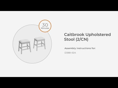Caitbrook Gray Upholstered Stool (Set of 2) - Backless, Padded