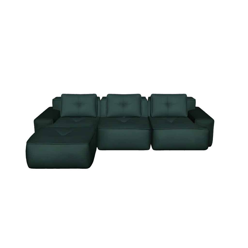 115" Green Corduroy Modular Sectional 3-Seat
