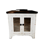 Wystfield - White / Brown - Rectangular End Table - 2 Doors