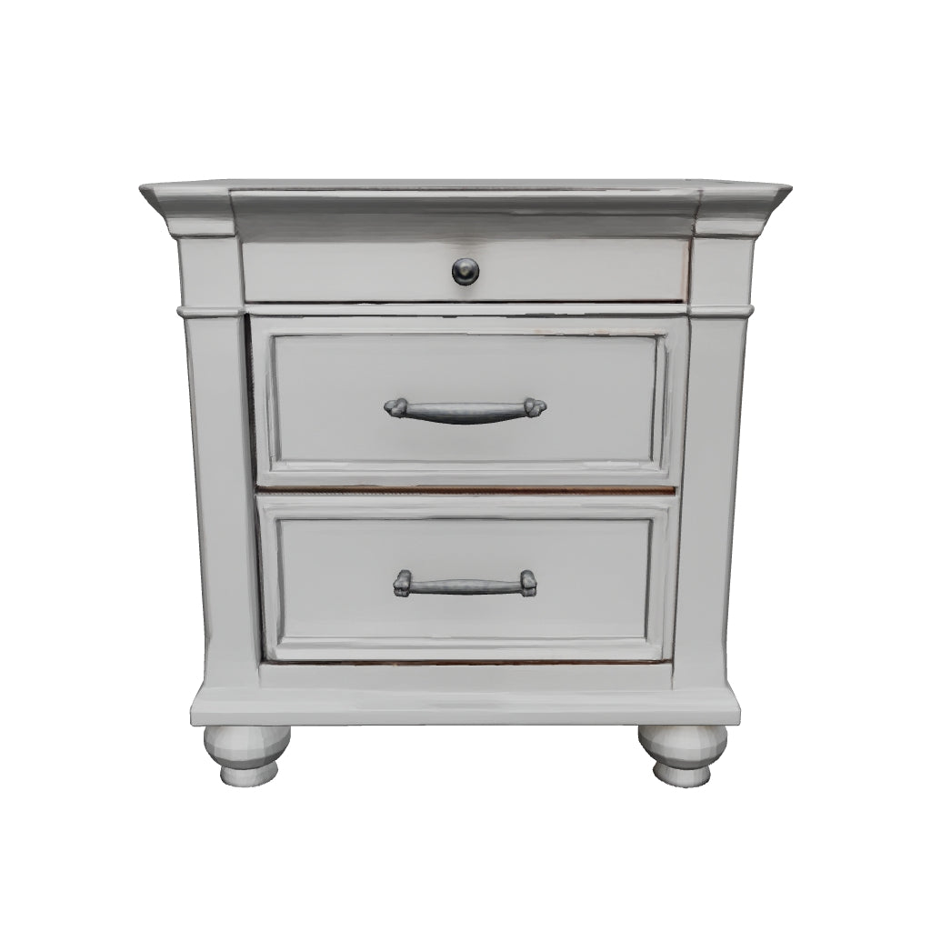 Kanwyn - Whitewash - Three Drawer Night Stand