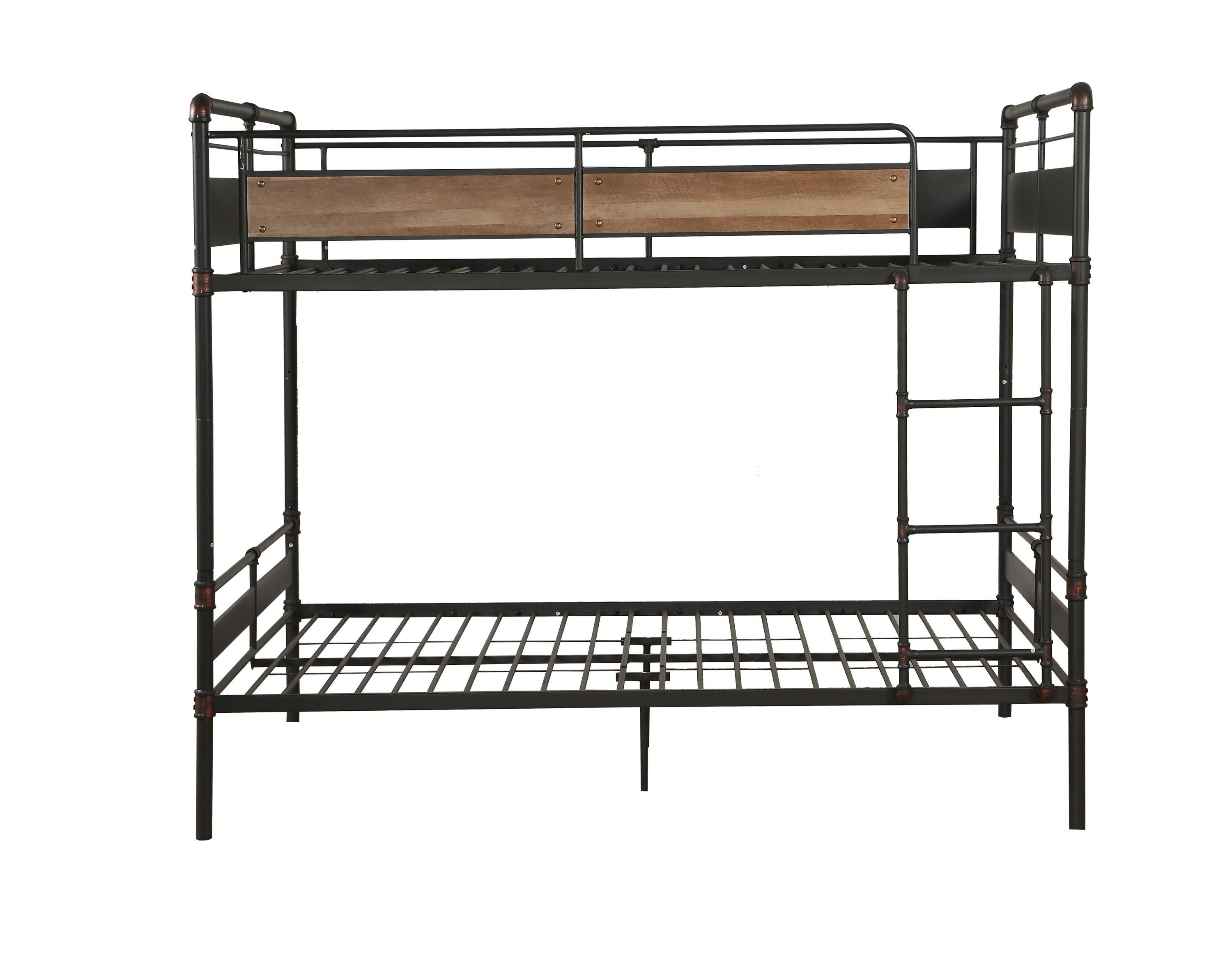 Queen over Queen Bunk Bed | Sandy Black & Dark Bronze Metal | Space-Saving Sleep Solution