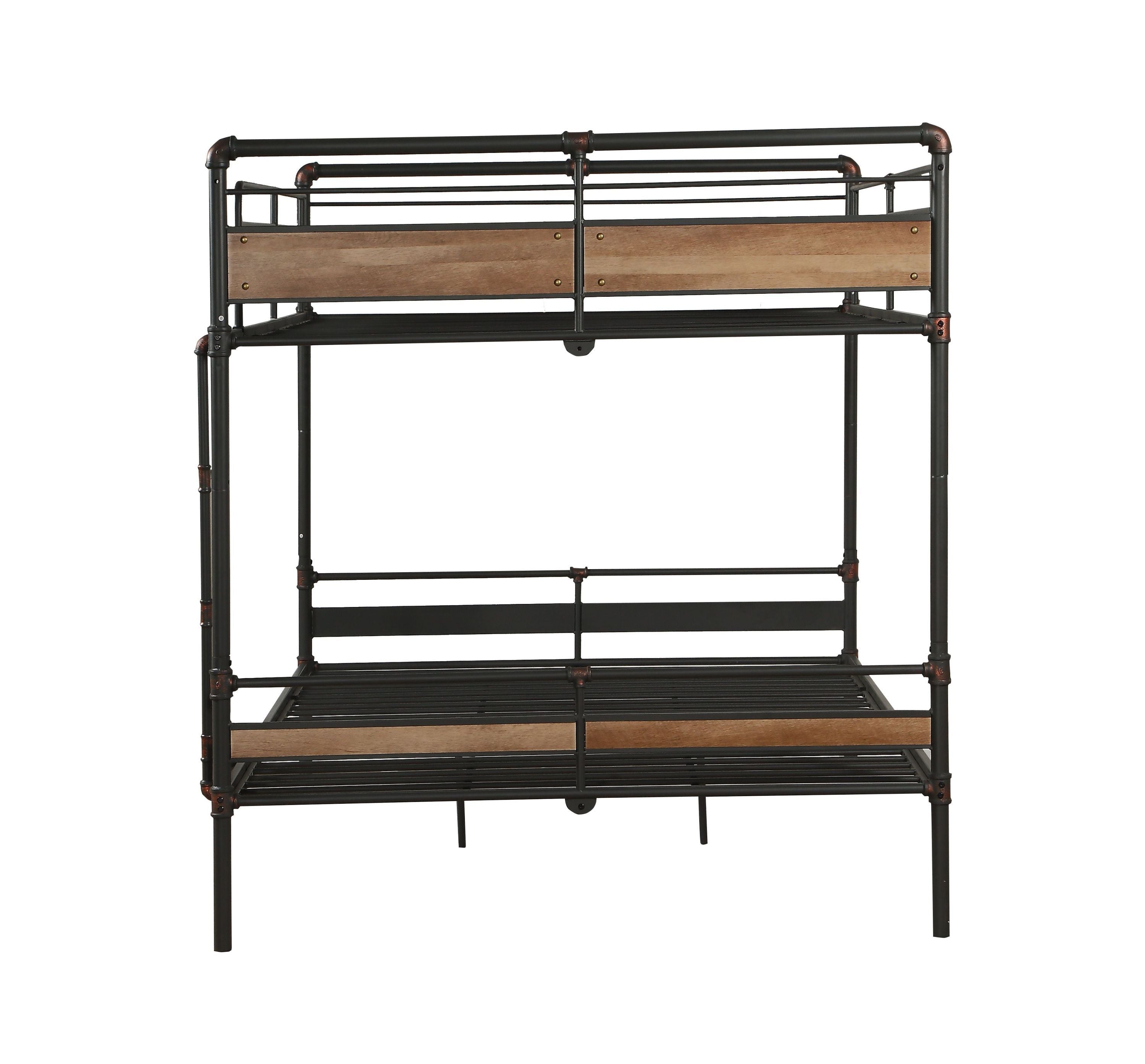 Queen over Queen Bunk Bed | Sandy Black & Dark Bronze Metal | Space-Saving Sleep Solution