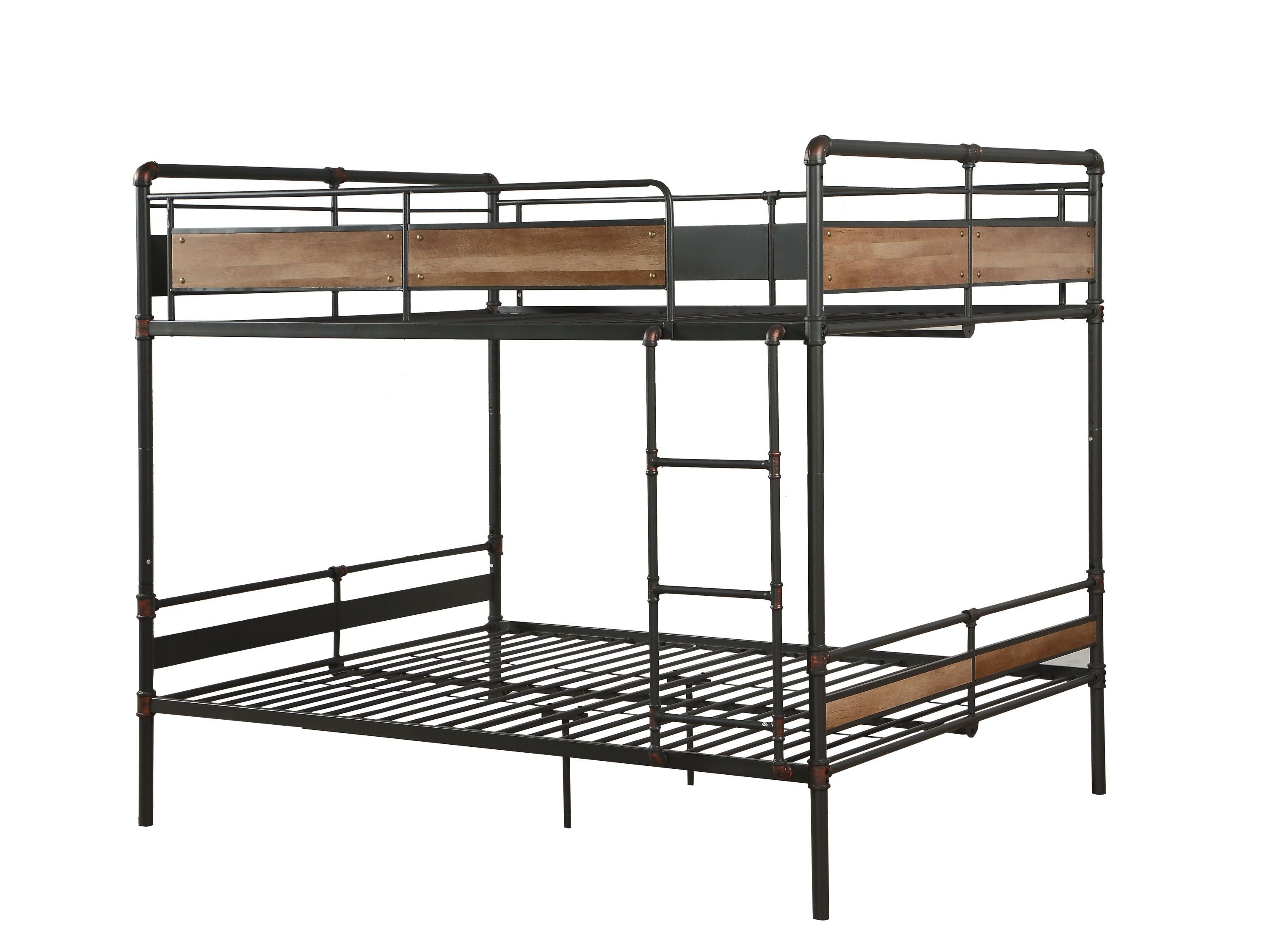 Queen over Queen Bunk Bed | Sandy Black & Dark Bronze Metal | Space-Saving Sleep Solution