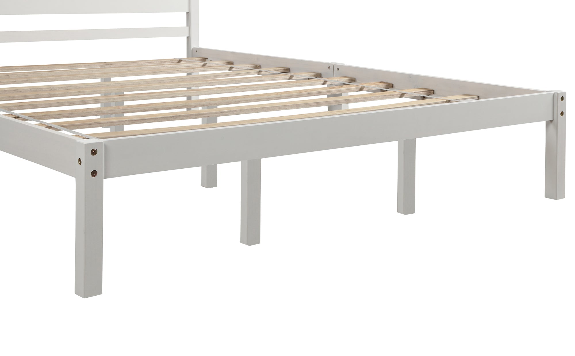 Queen Platform Bed Frame with Headboard | Wood Slat Support | No Box Spring Needed | White Finish