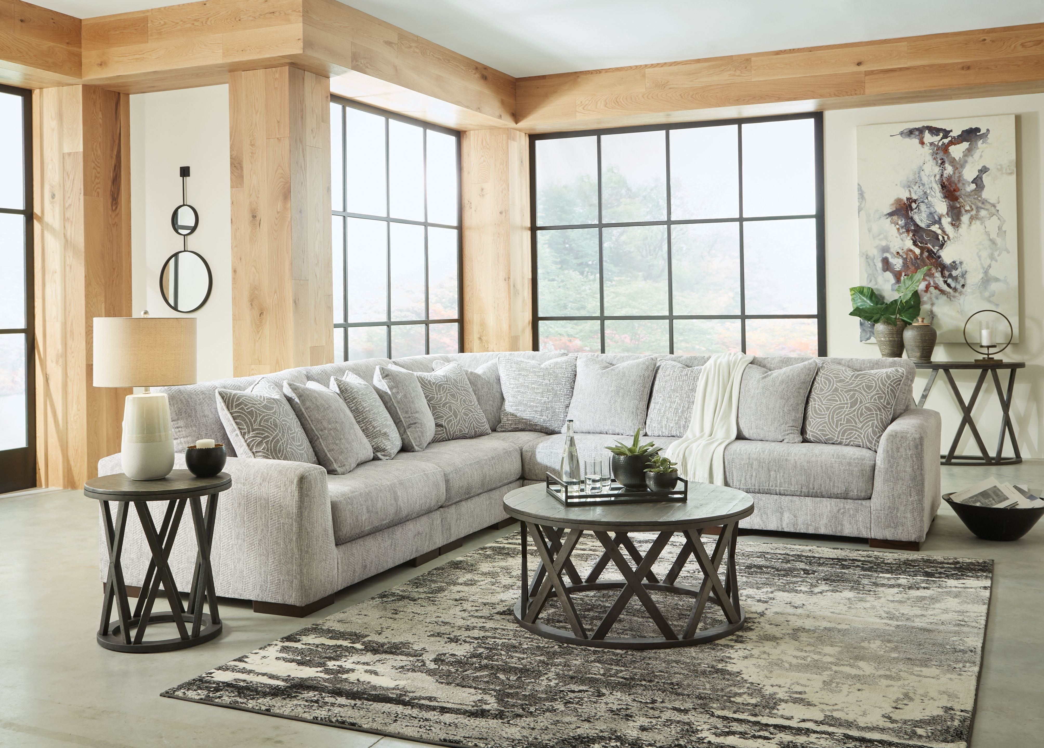 Regent Park Gray Modular Sectional - Plush Cushions Modern-Stationary Sectionals-American Furniture Outlet