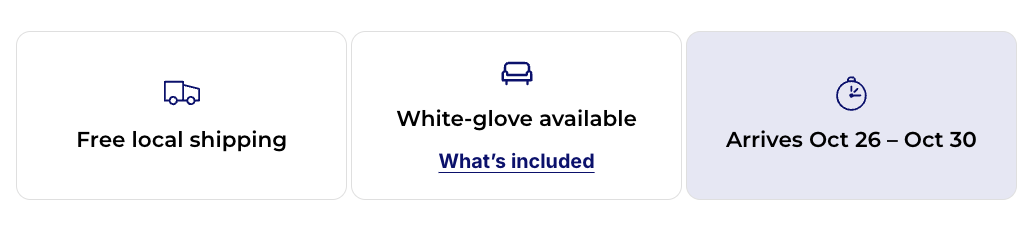 Product page showing where the estimated delivery date appears