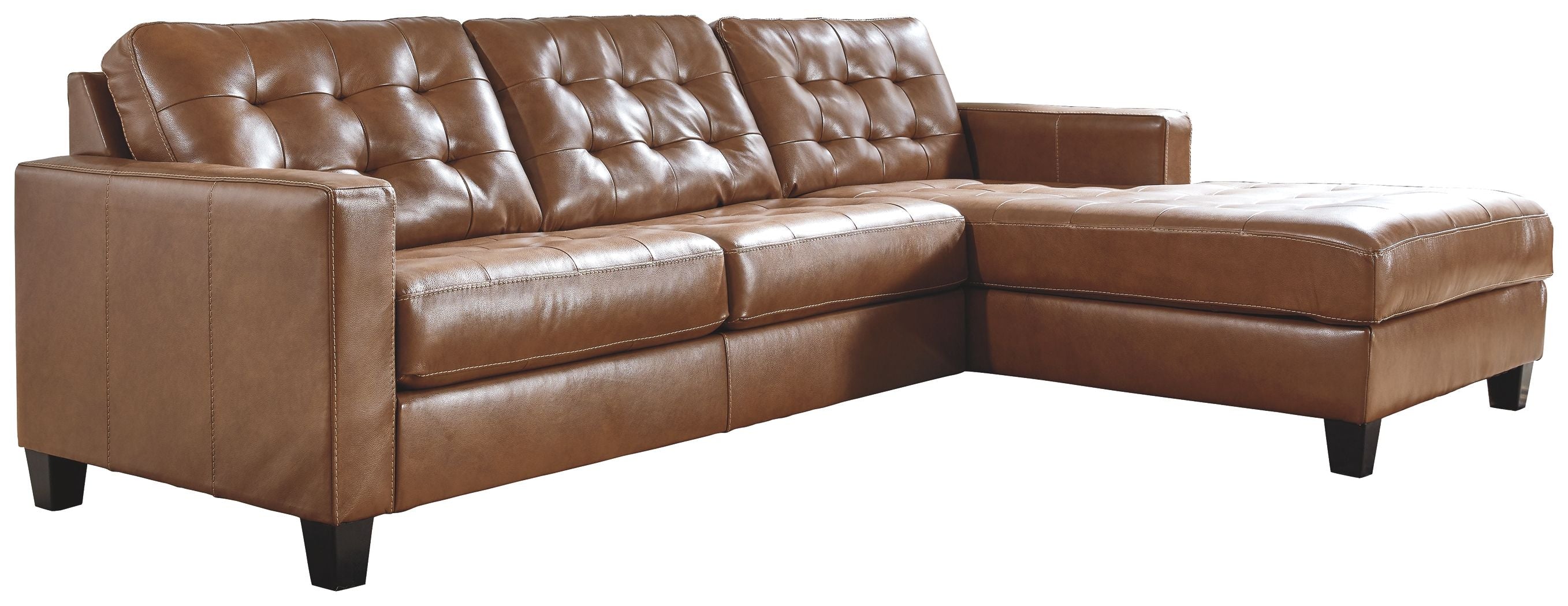 Signature Design by Ashley Baskove Sectional - Modern, Auburn Leather-Stationary Sectionals-American Furniture Outlet
