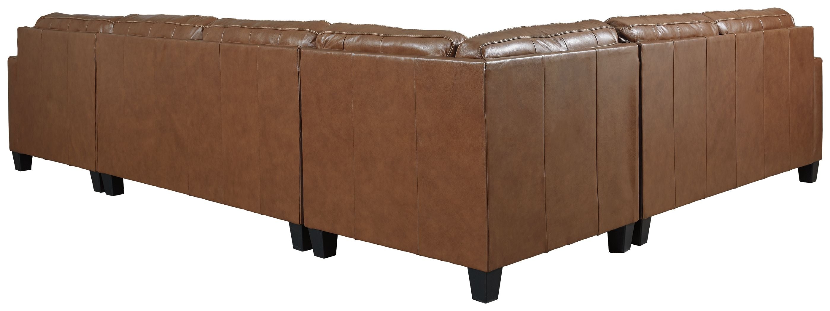 Signature Design by Ashley Baskove Sectional - Modern, Auburn Leather-Stationary Sectionals-American Furniture Outlet