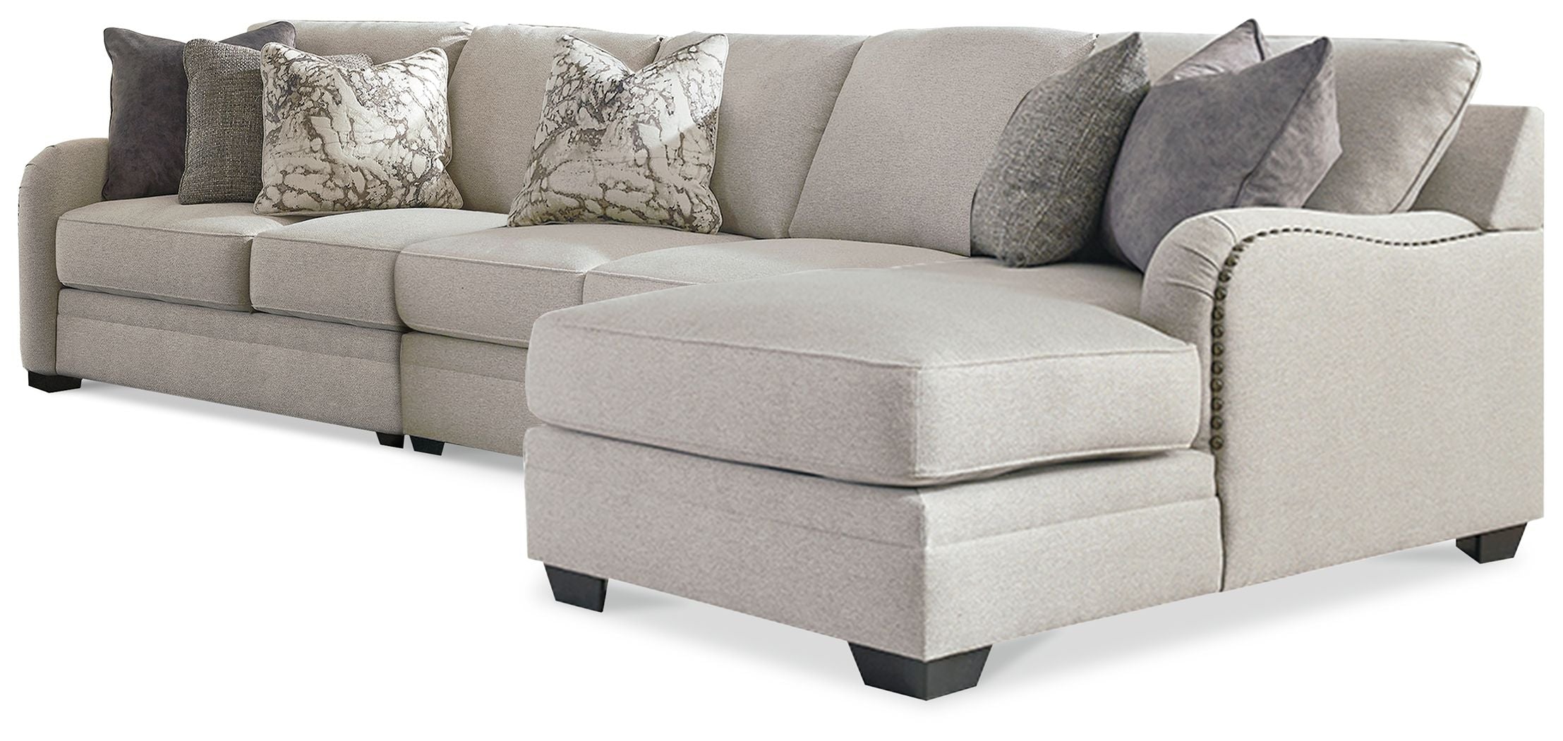 Signature Design by Ashley Dellara Gray Sectional - Transitional, Chic, Comfy-Stationary Sectionals-American Furniture Outlet