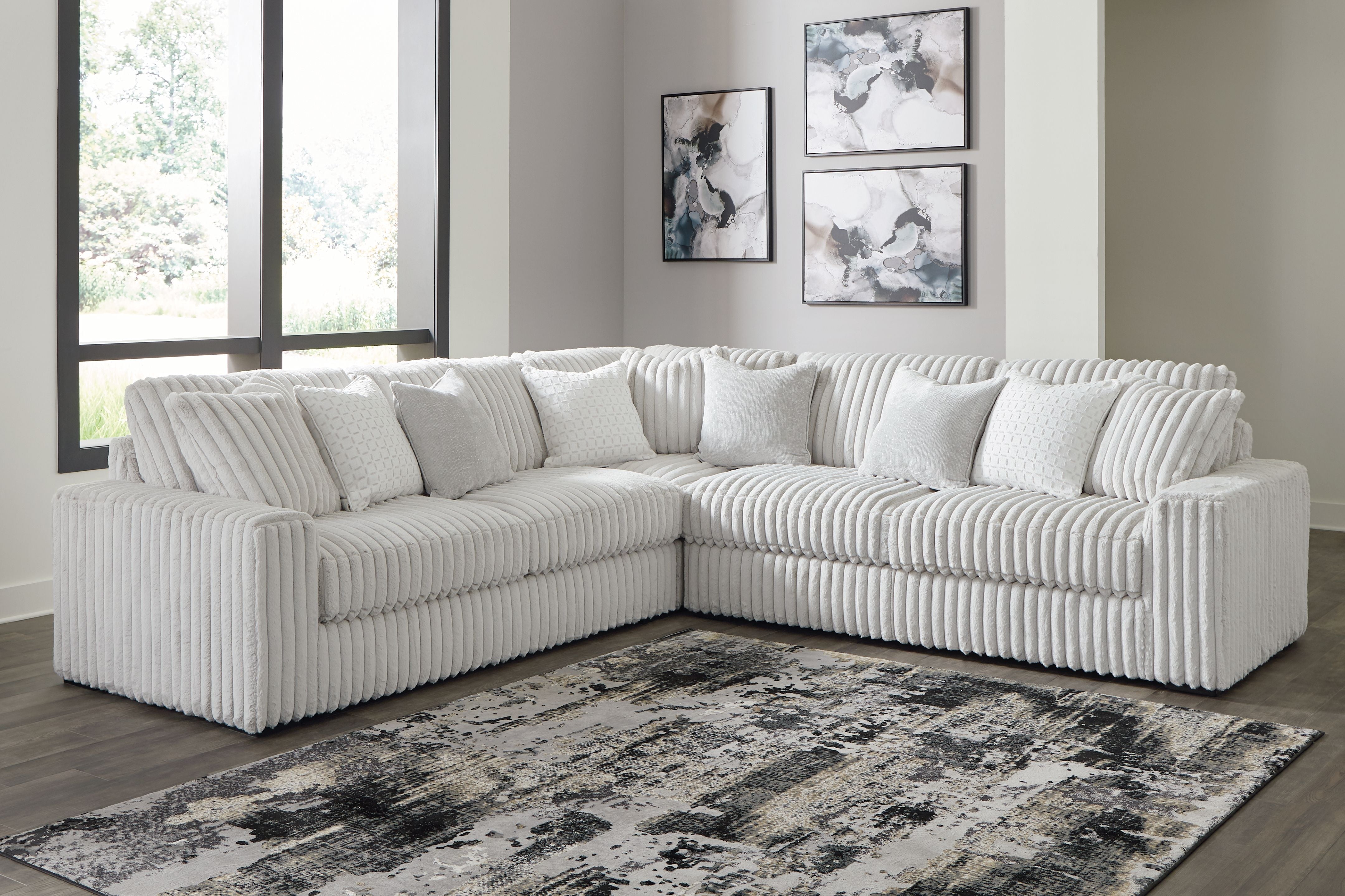 Stupendous Sectional Alloy - Retro Corduroy, Feather-Blend Cushions, Comfy-Stationary Sectionals-American Furniture Outlet