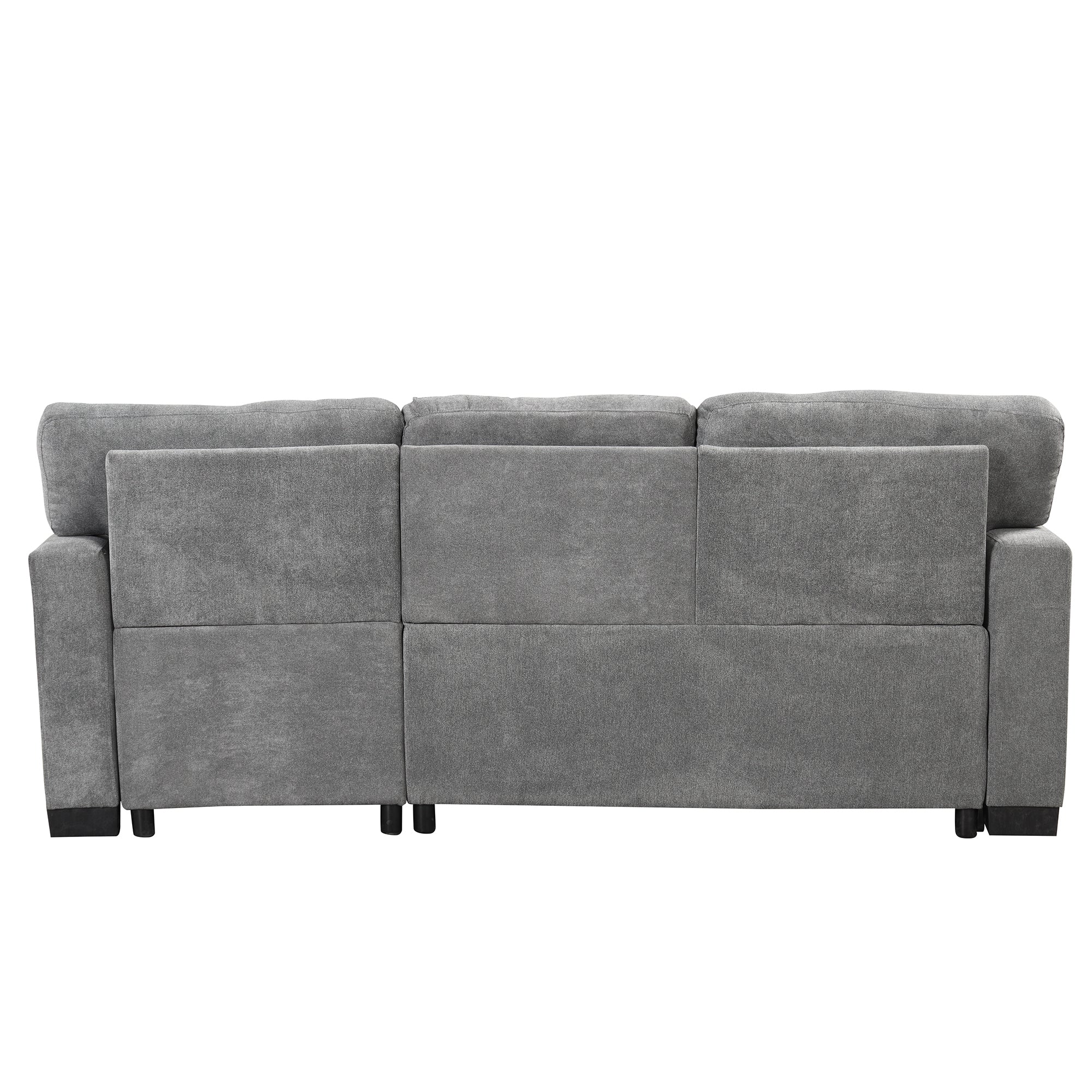 Stylish and Functional Light Chaise Lounge Sectional with Storage Rack, Pull-out Bed, Drop Down Table, and USB Charger | Gray | Ideal Addition to Your Living Space-Sleeper Sectionals-American Furniture Outlet