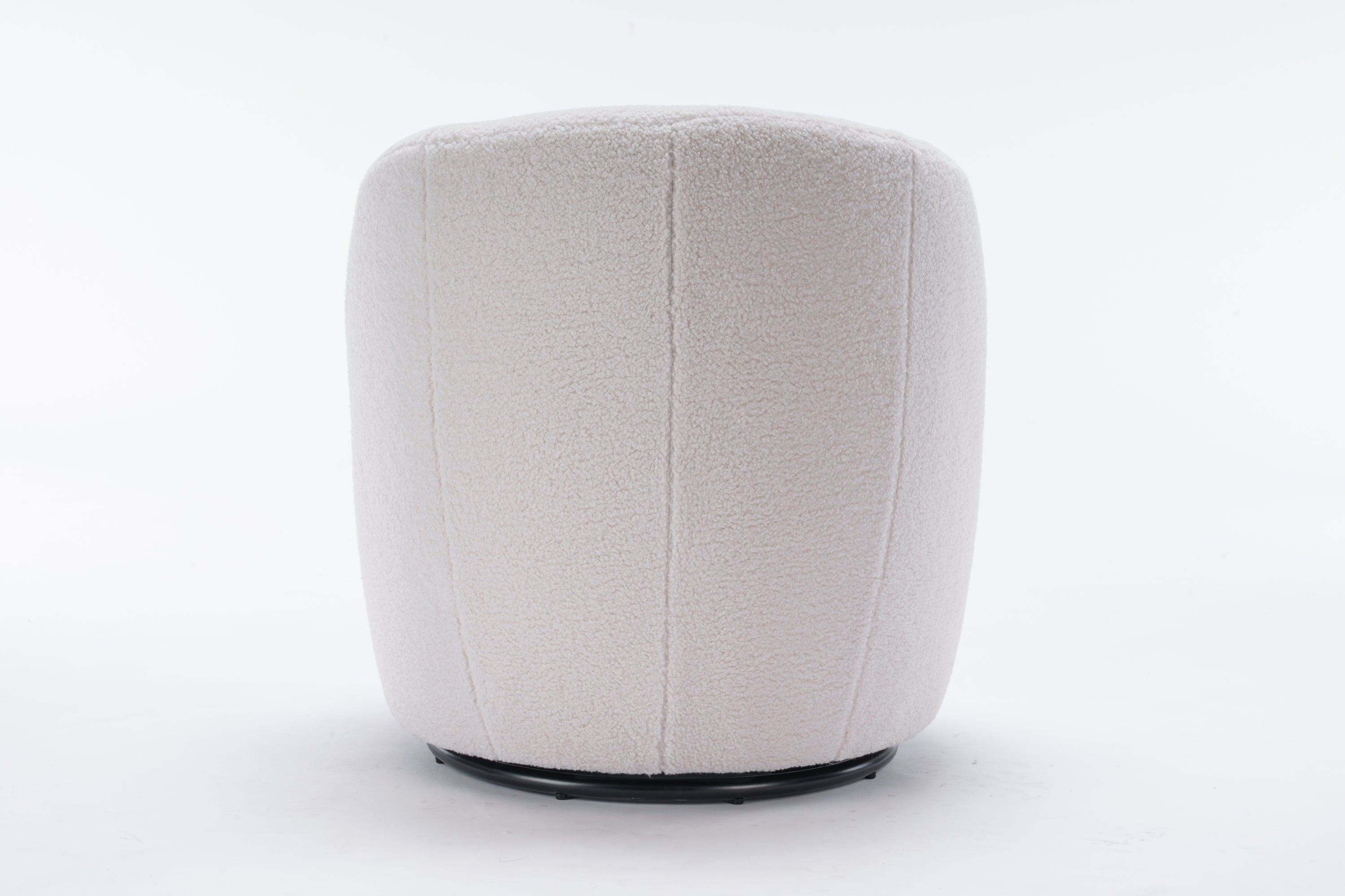 Teddy Fabric Swivel Accent Armchair with Black Powder Coating Metal Ring | Ivory White | Stylish & Comfortable