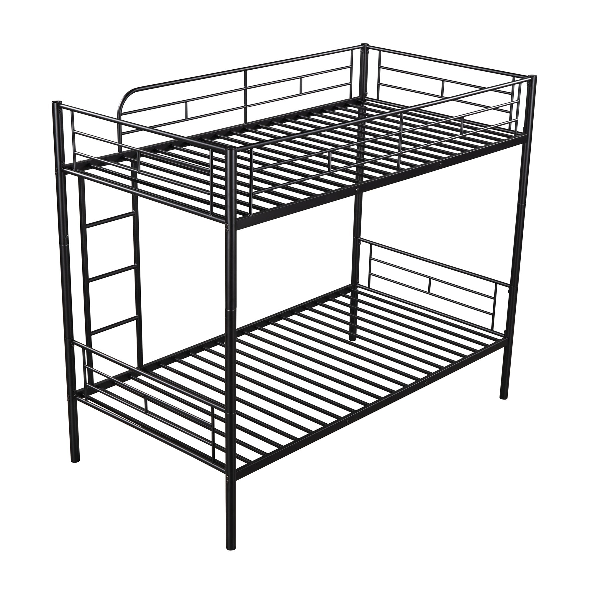 Twin Over Twin Metal Bunk Bed | Space-Saving | Sturdy Construction | Black Finish