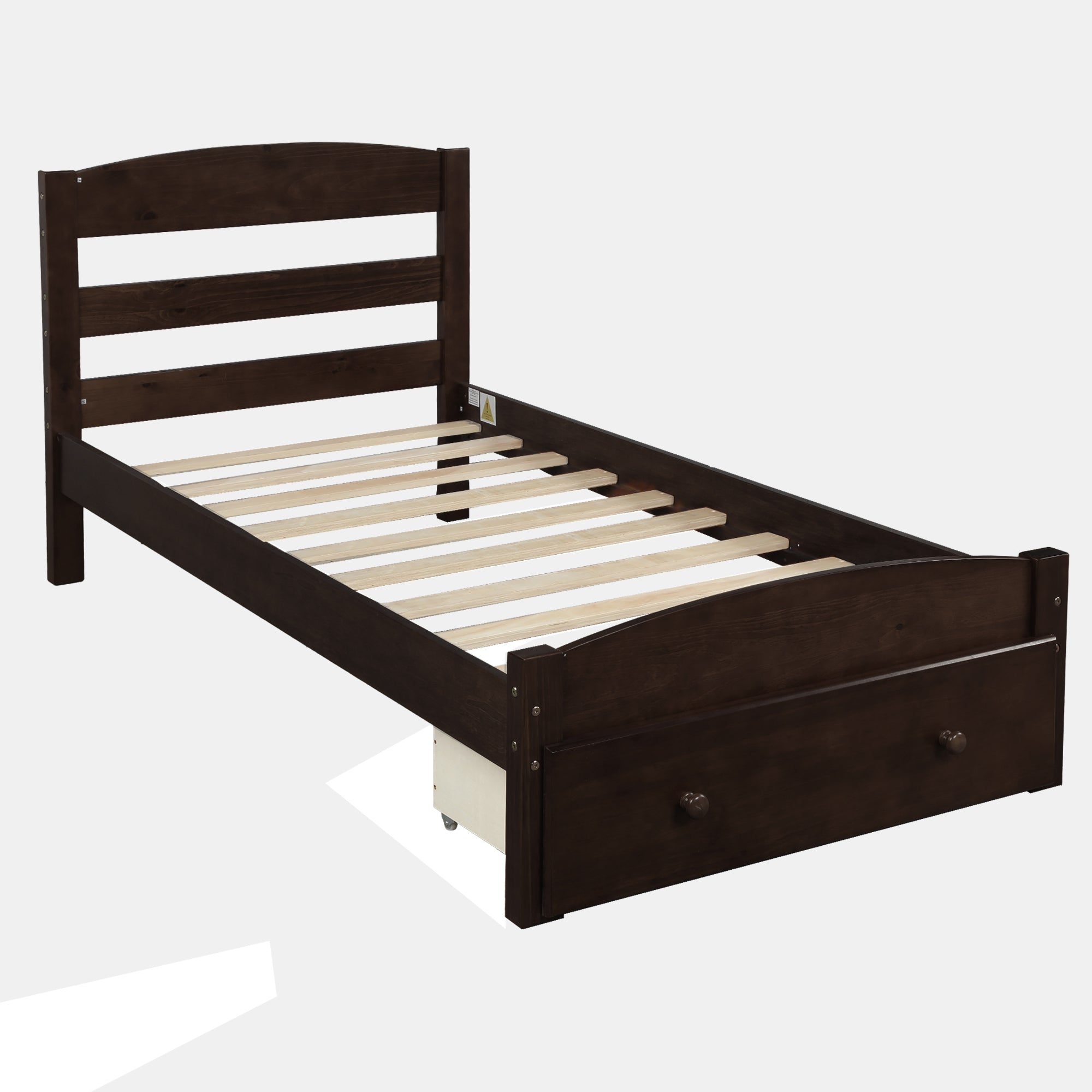 Twin Platform Bed - Storage Drawer, Espresso