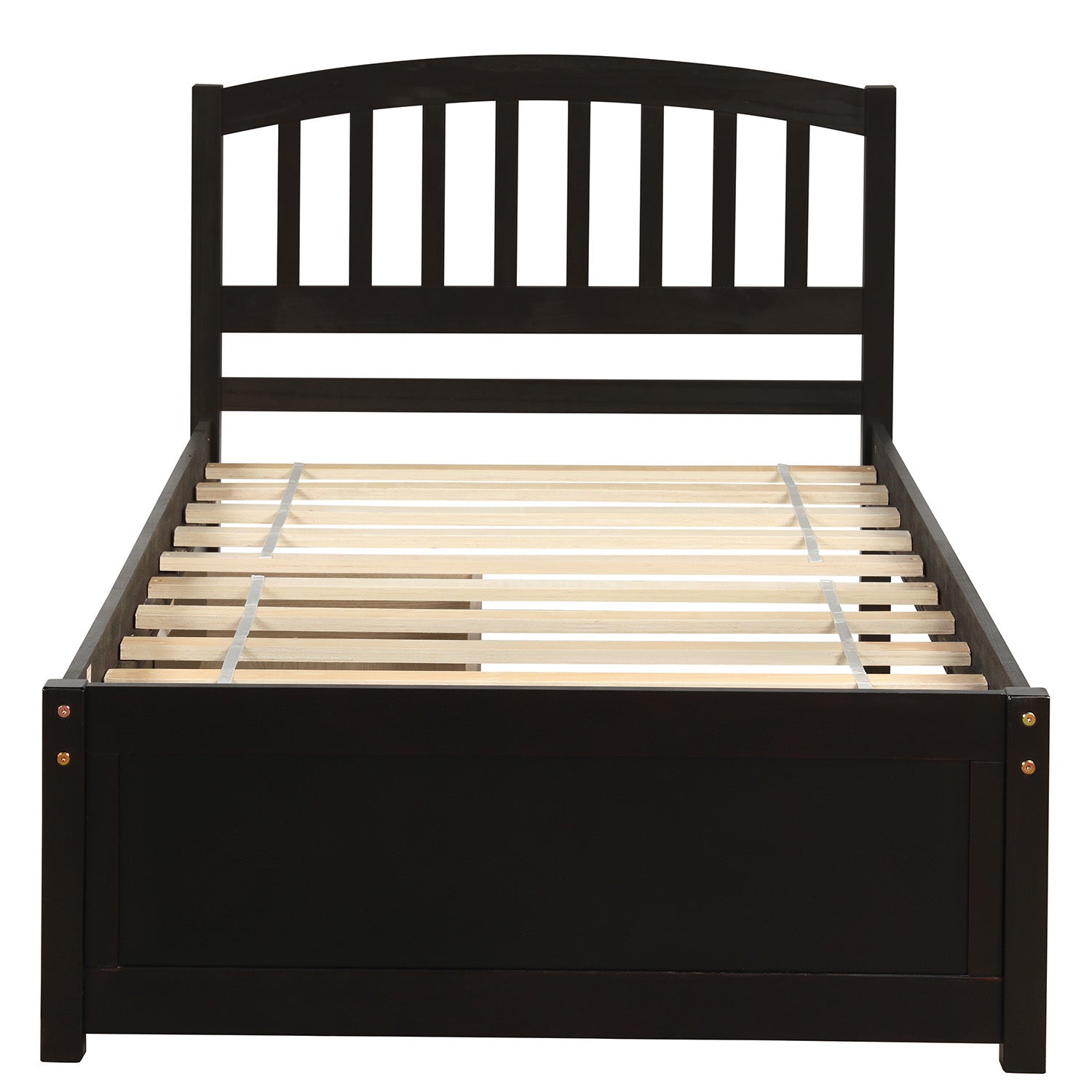 Twin Platform Storage Bed with Two Drawers and Headboard | Espresso Finish | Space-Saving Solution