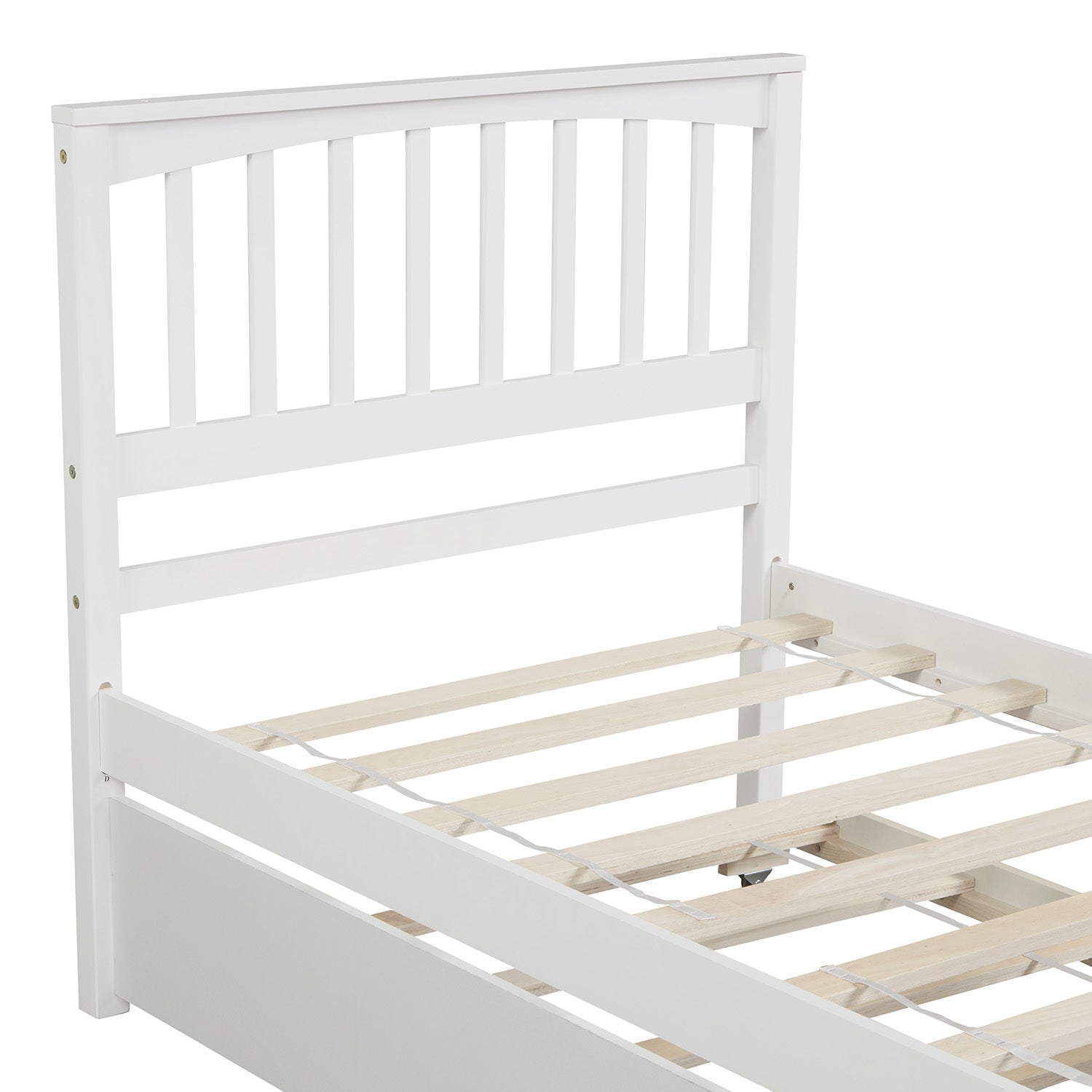 Twin Size Platform Bed with Trundle | White Finish | Space-Saving Solution