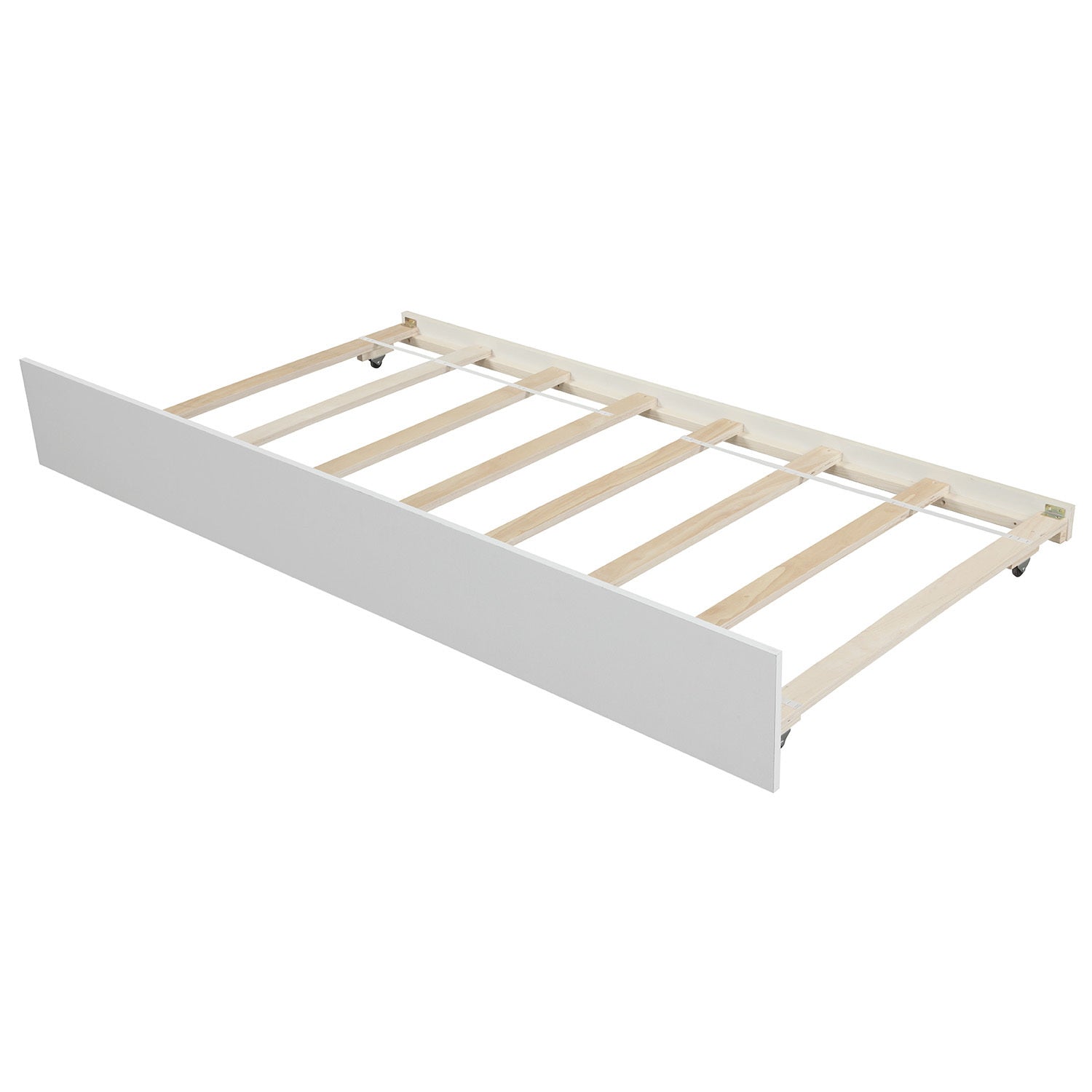 Twin Size Platform Bed with Trundle | White Finish | Space-Saving Solution