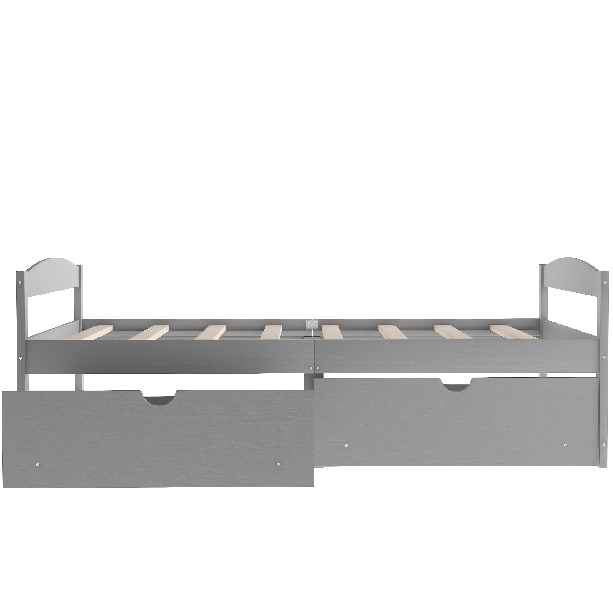 Twin Size Platform Bed with Two Drawers | Gray Finish | Space-Saving Solution