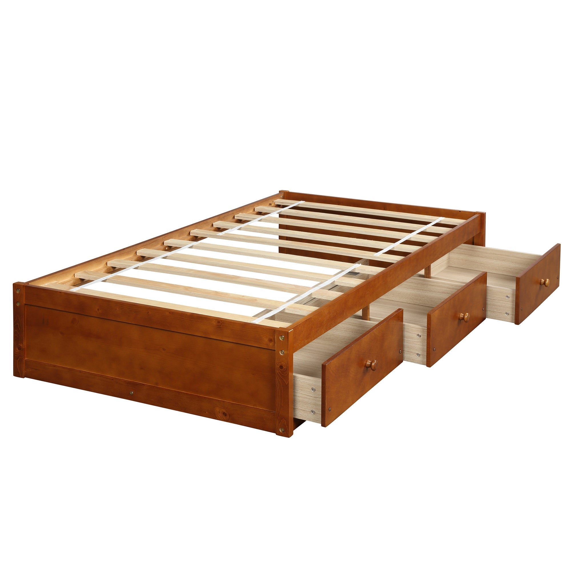 Twin Size Platform Storage Bed with 3 Drawers - Space-Saving Solution, Sturdy Support
