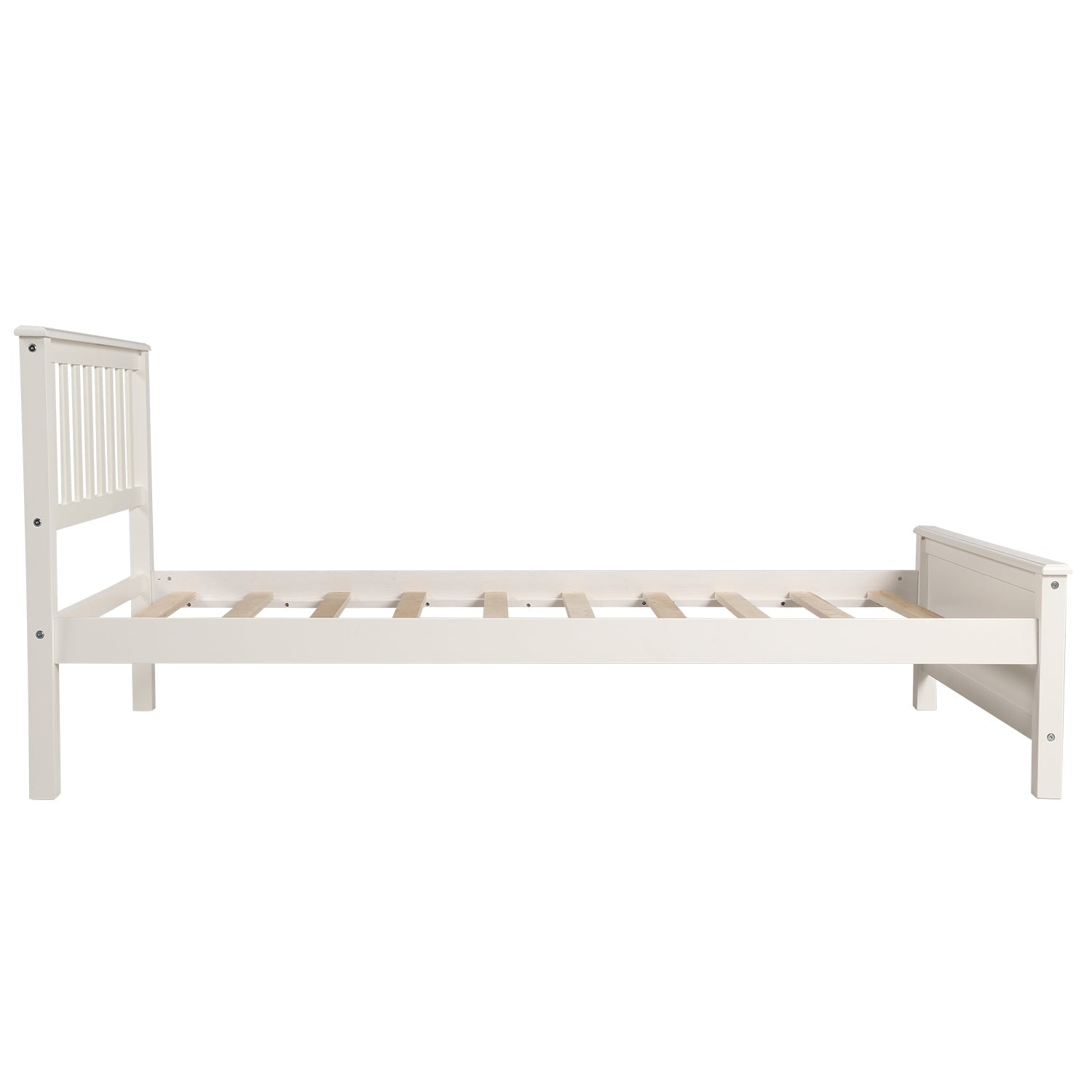 Twin Size Wood Platform Bed with Headboard & Footboard | White | Wood Slat Support | Google Shopping